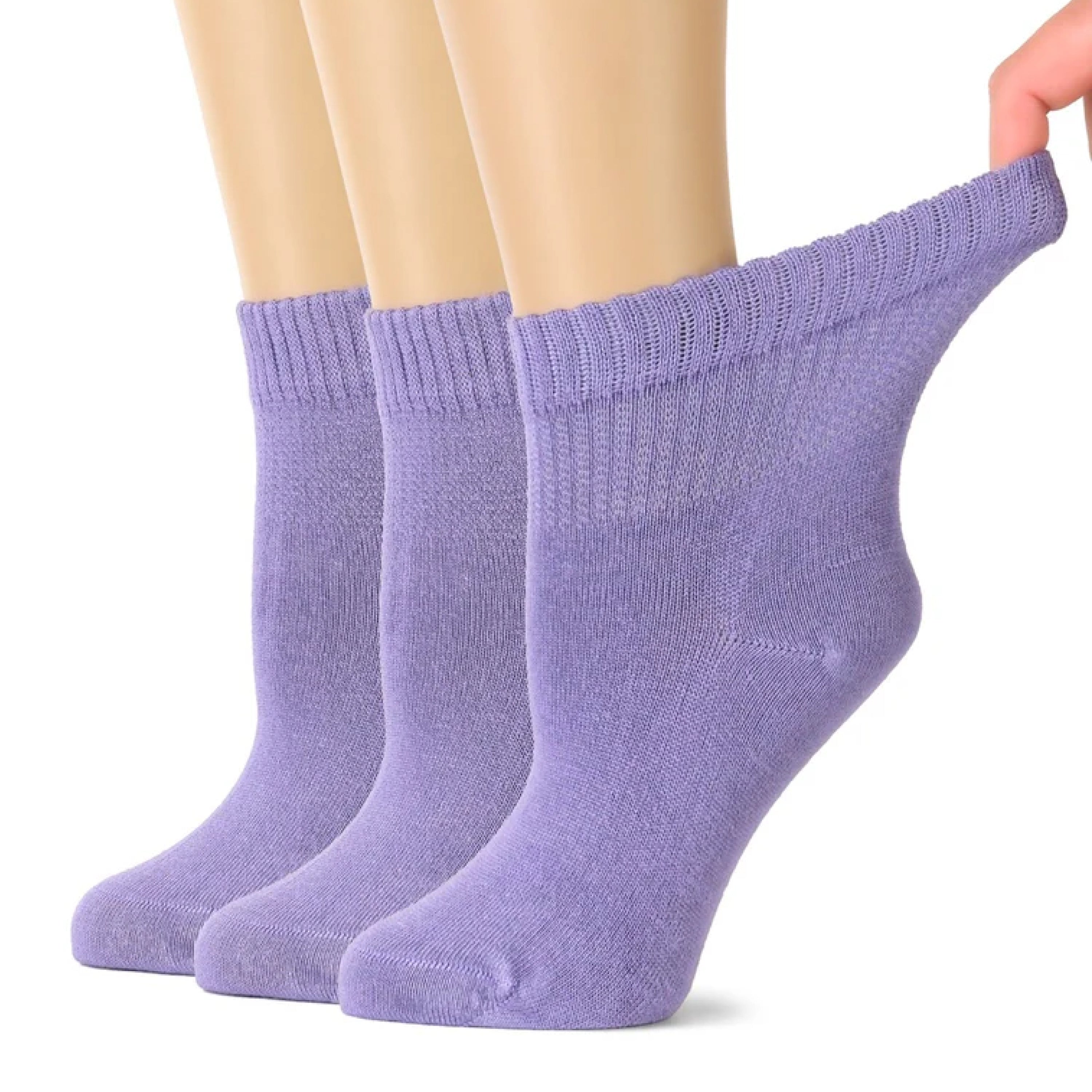Women's Comfortable Diabetic Bamboo Ankle Socks for Swollen Legs, 3 Pairs